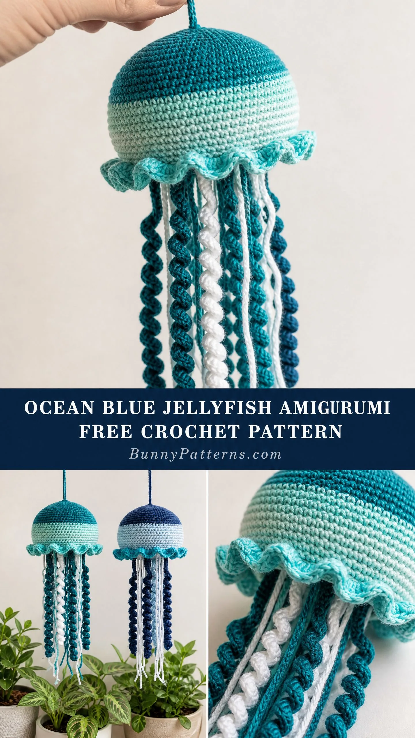 Ocean Blue Jellyfish Amigurumi Free Crochet Pattern