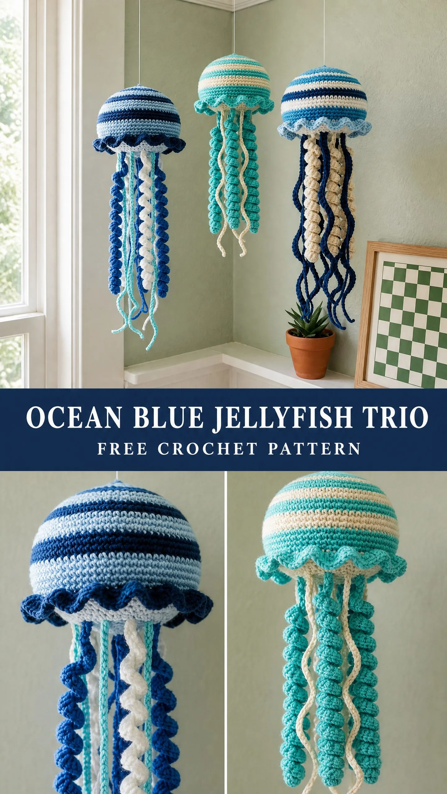 Ocean Blue Jellyfish Trio Free Crochet Pattern