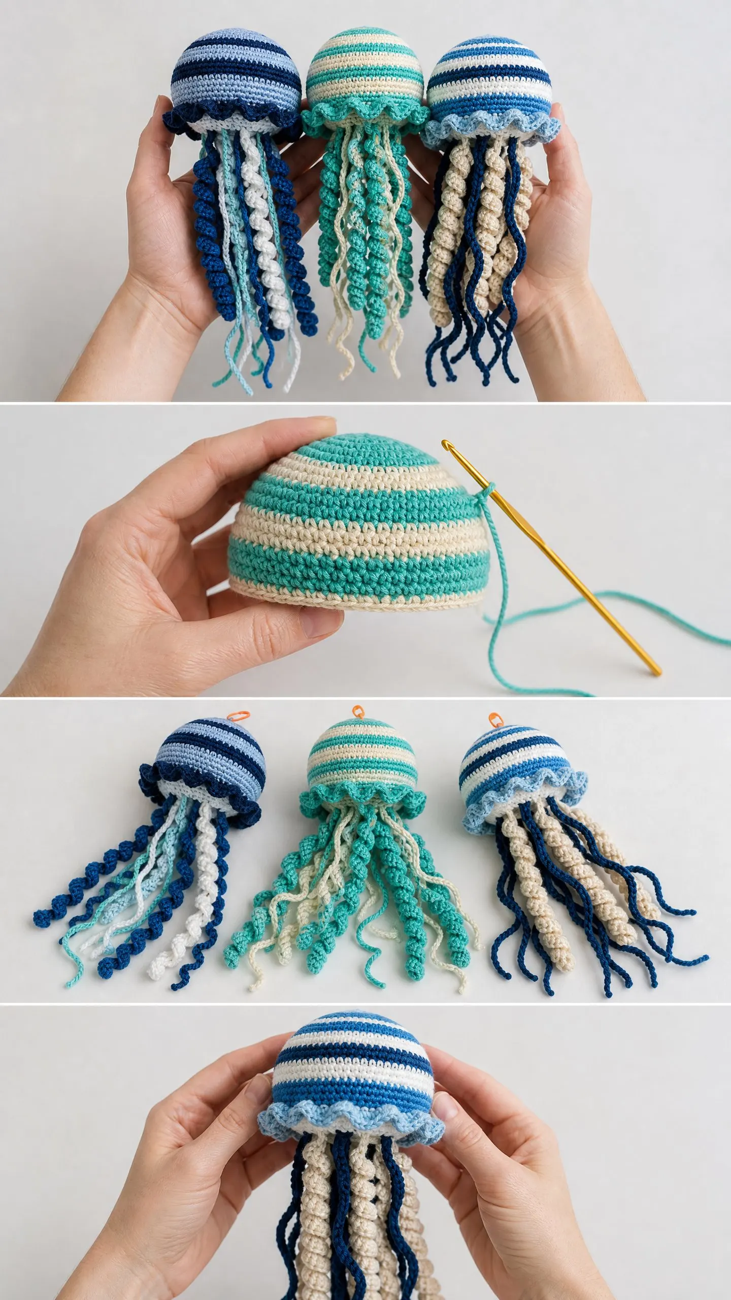 Ocean Blue Jellyfish Trio Free Crochet Pattern