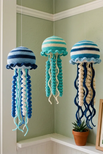 Ocean Blue Jellyfish Trio Free Crochet Pattern