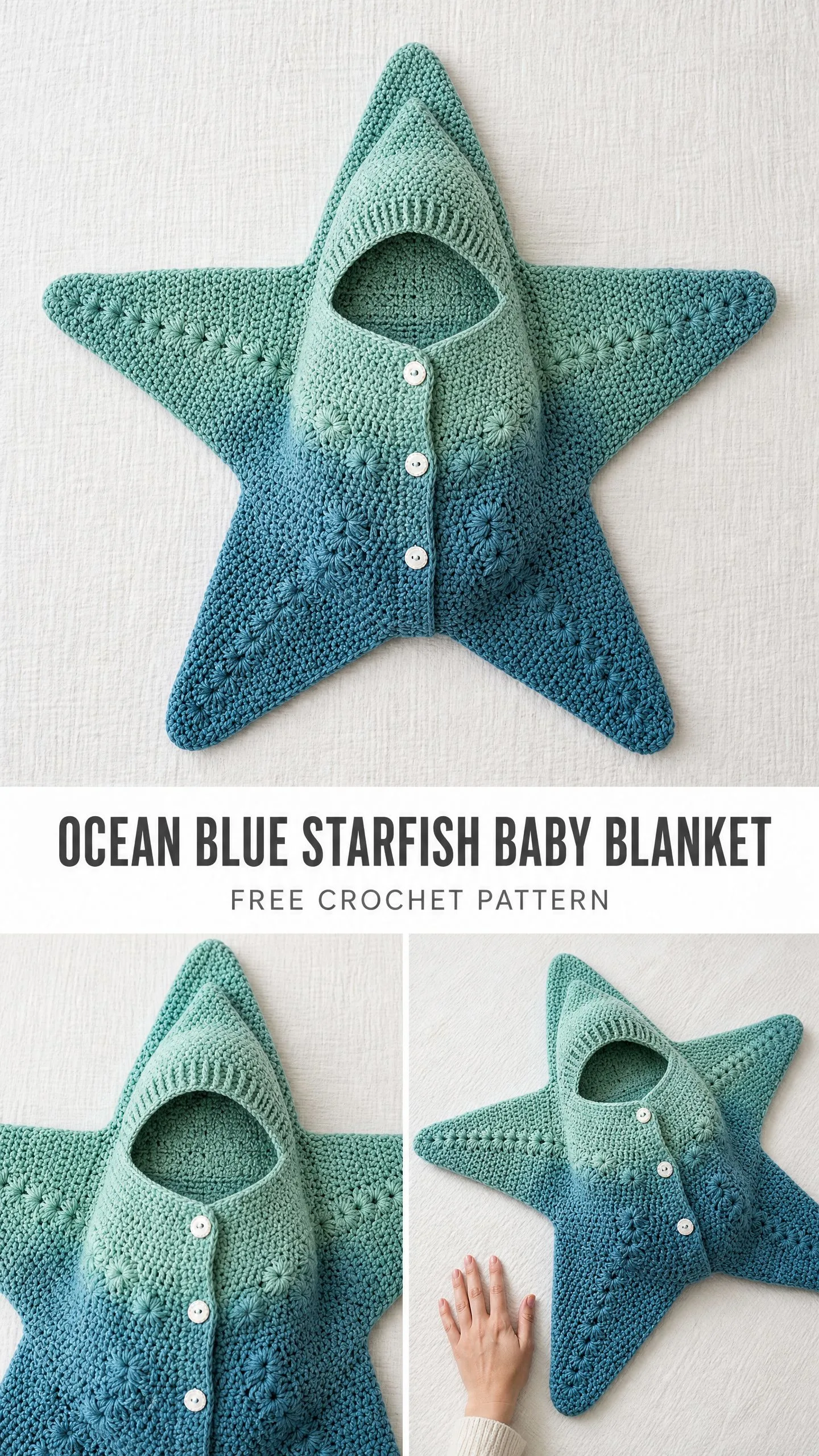 Ocean Blue Starfish Baby Blanket Free Crochet Pattern