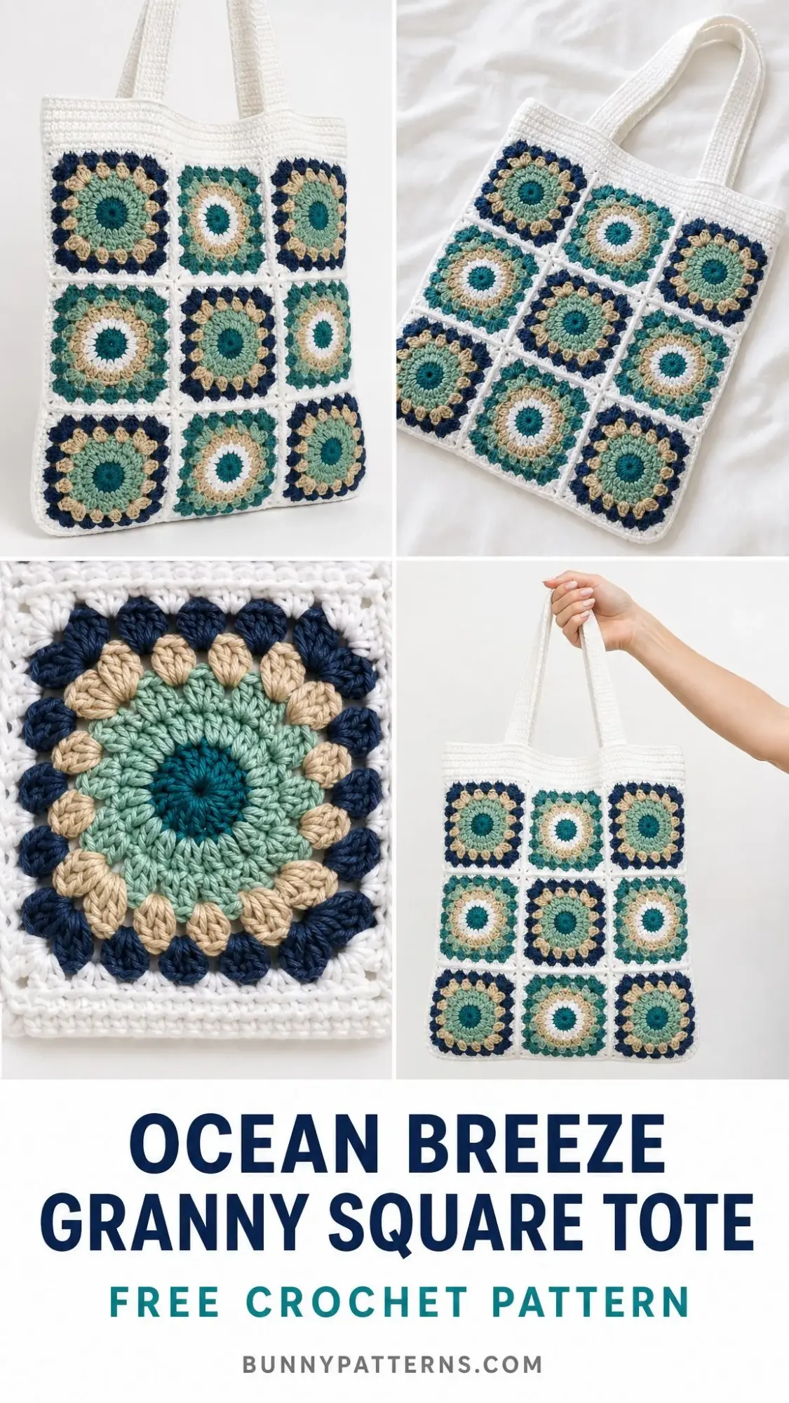 Ocean Breeze Granny Square Tote Free Crochet Pattern