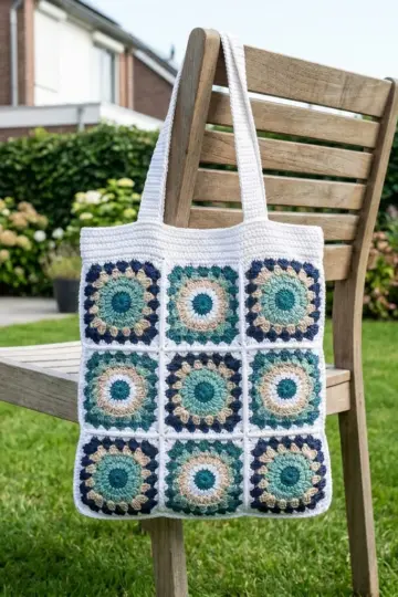 Ocean Breeze Granny Square Tote Free Crochet Pattern