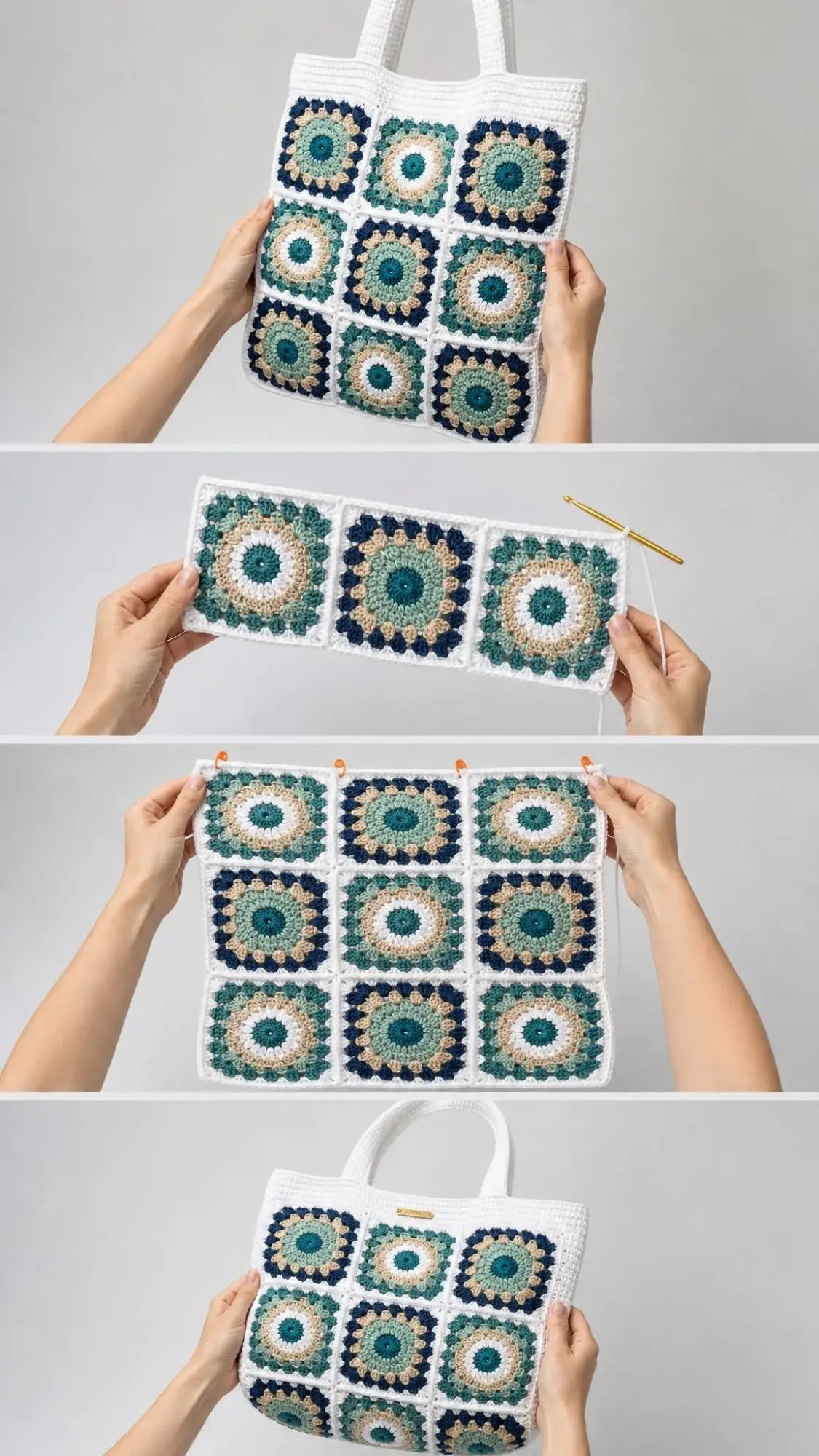 Ocean Breeze Granny Square Tote Free Crochet Pattern