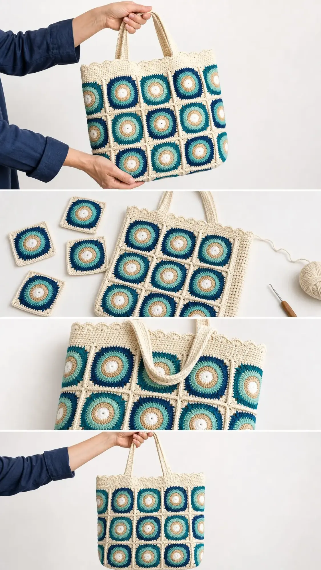 Ocean Breeze Granny Square Tote Free Crochet Pattern