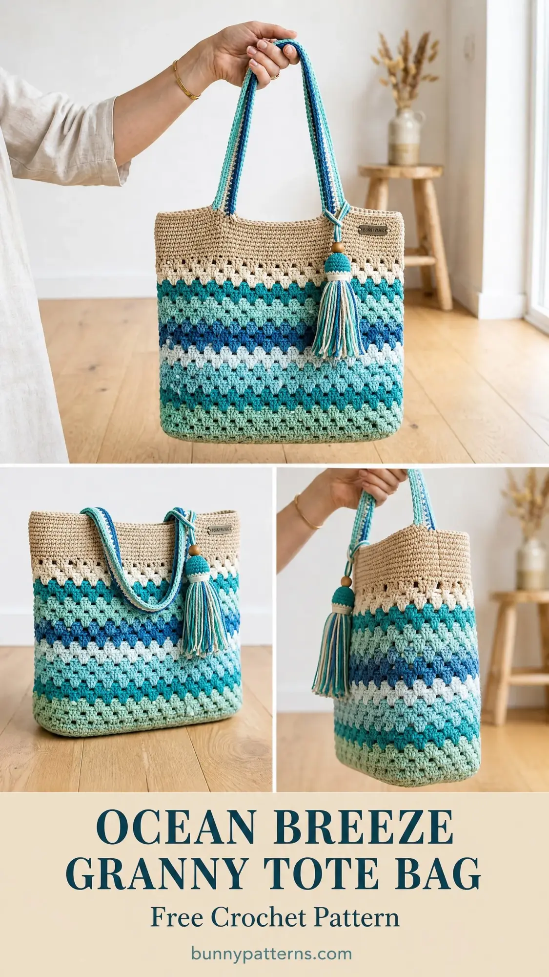 Ocean Breeze Granny Tote Bag Free Crochet Pattern