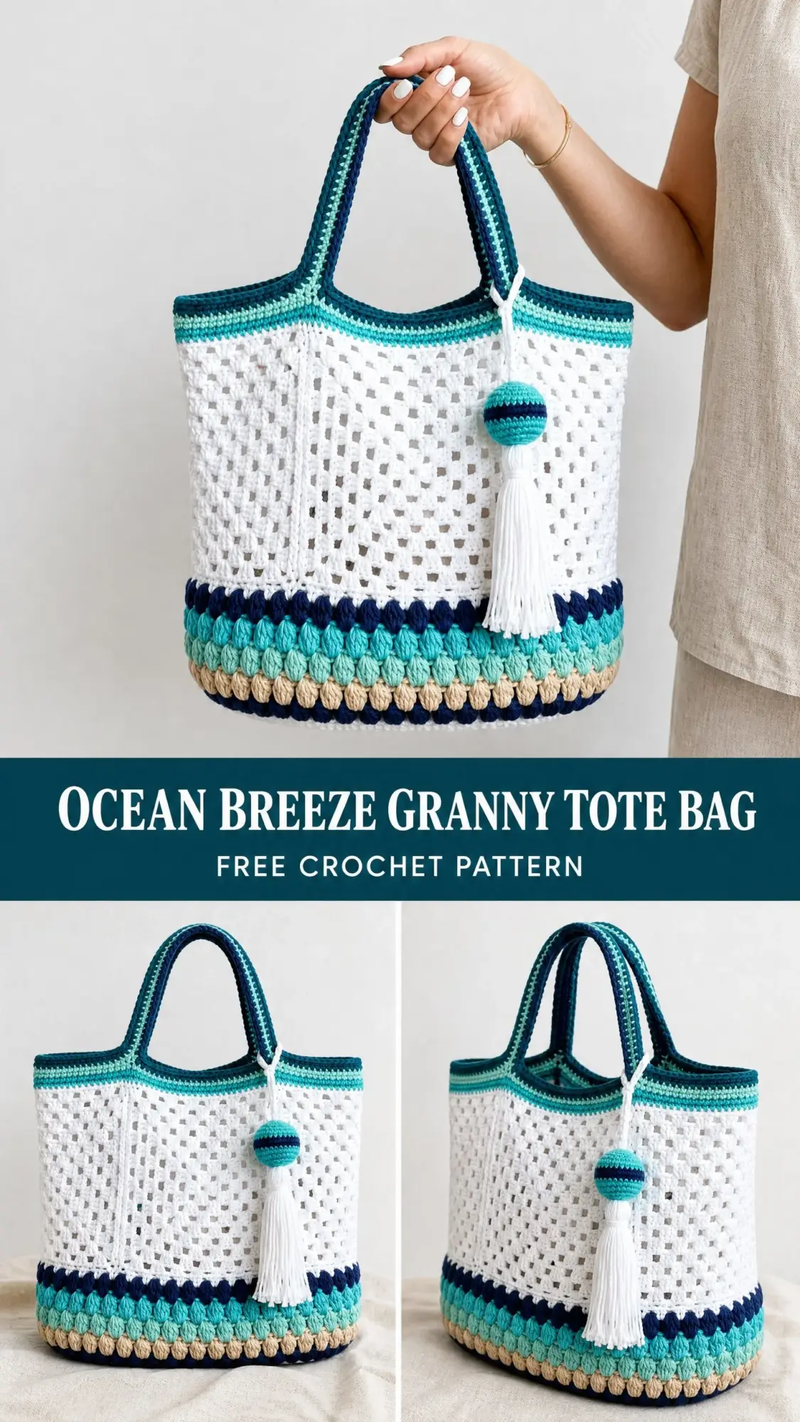 Ocean Breeze Granny Tote Bag Free Crochet Pattern