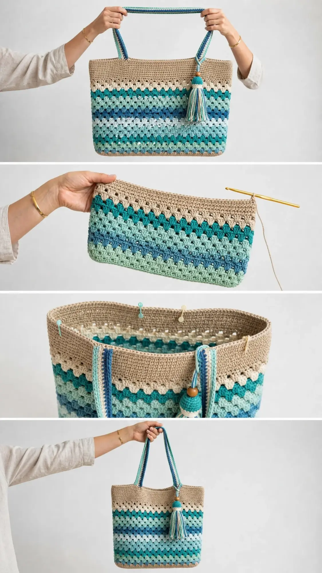 Ocean Breeze Granny Tote Bag Free Crochet Pattern