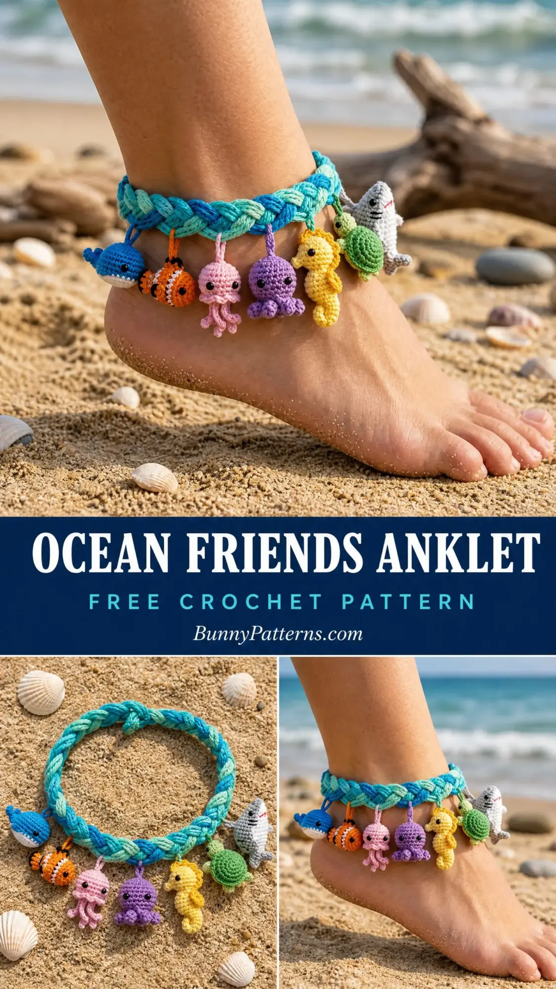 Ocean Friends Anklet Free Crochet Pattern