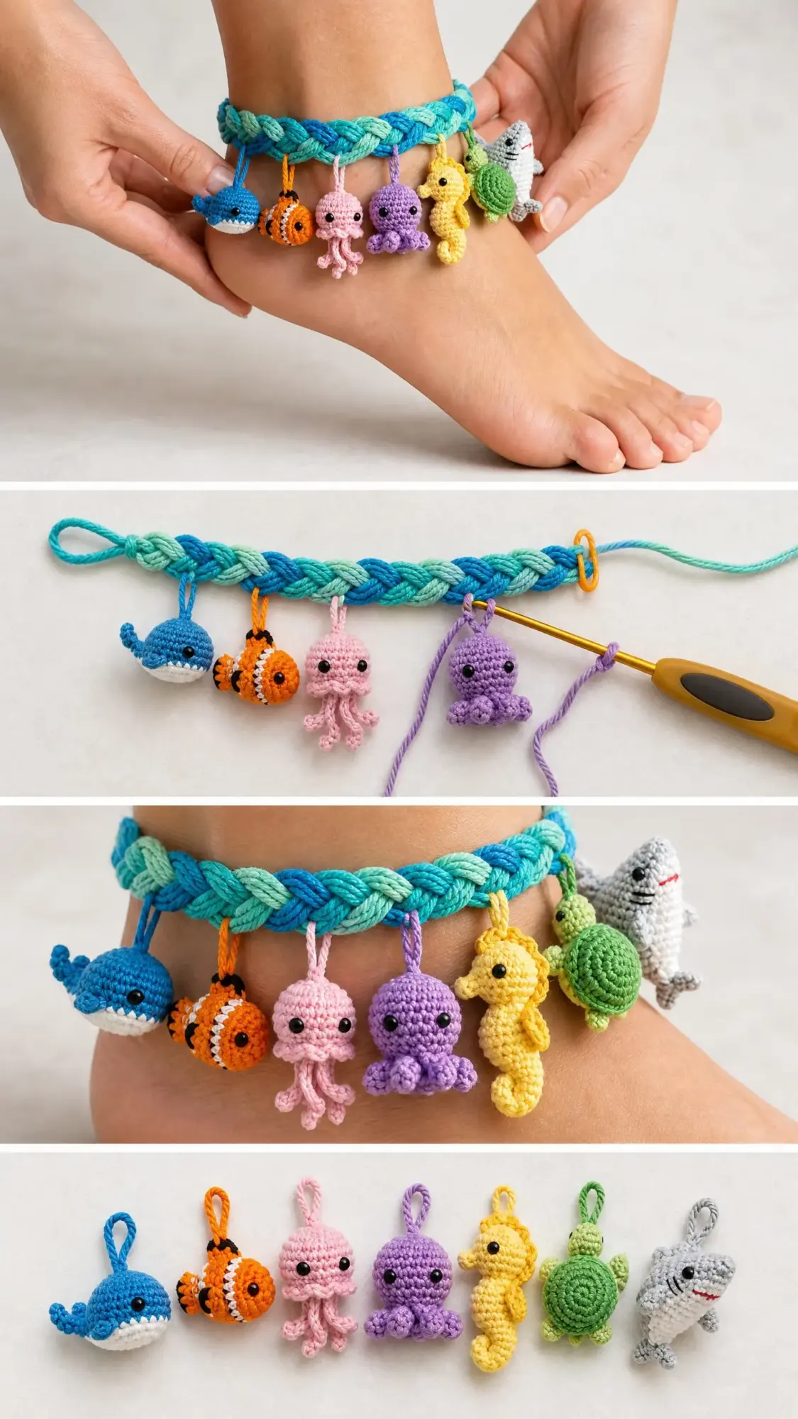 Ocean Friends Anklet Free Crochet Pattern