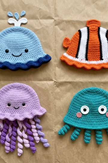 Ocean Friends Bucket Hats Set Free Crochet Pattern