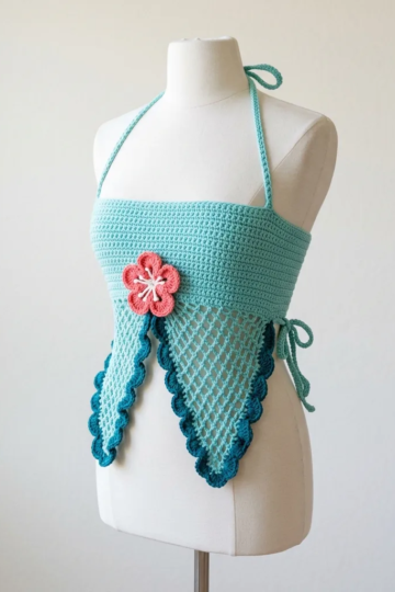 Ocean Wave Butterfly Halter Top Free Crochet Pattern