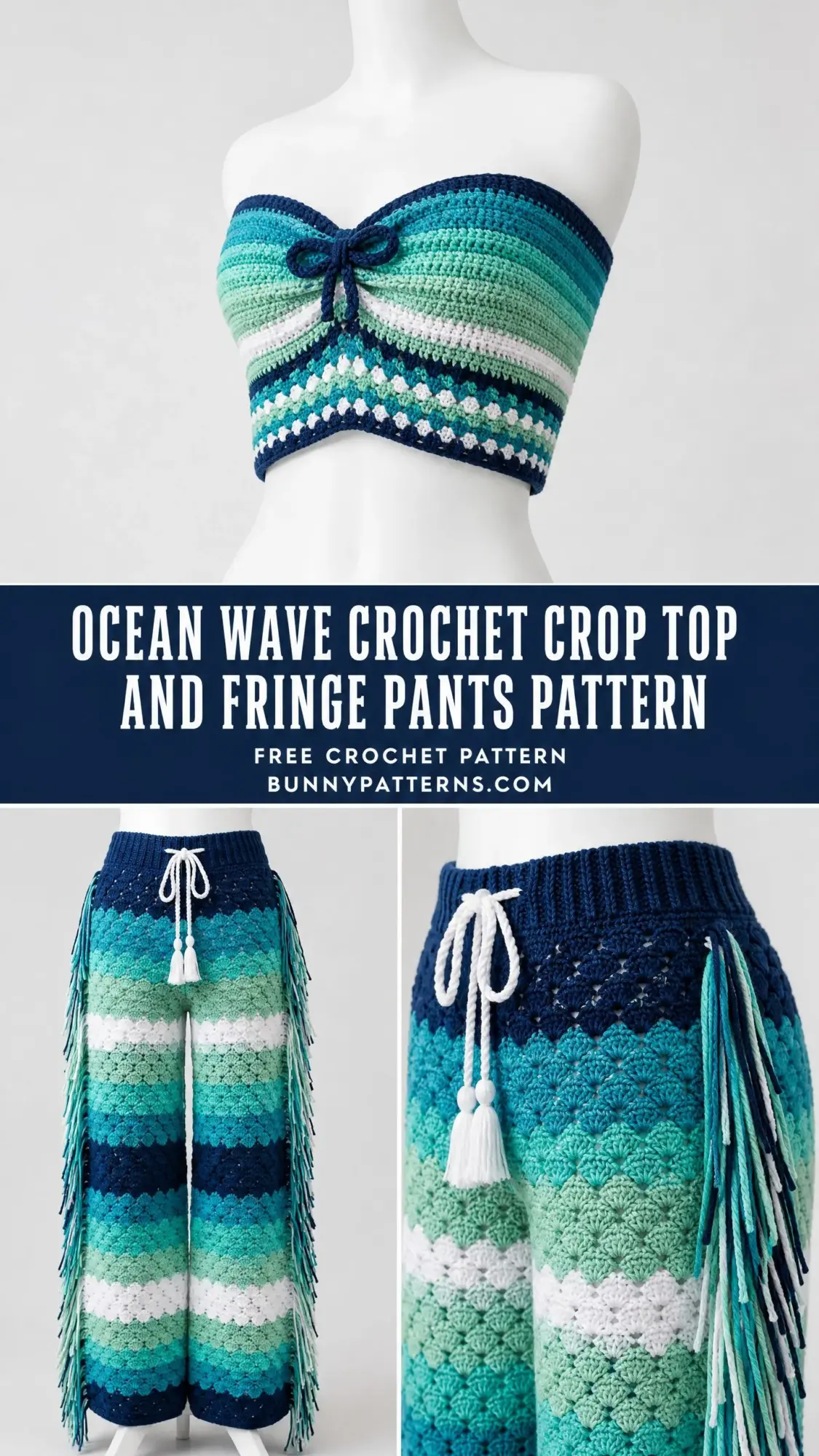 Ocean Wave Crochet Crop Top and Fringe Pants Pattern