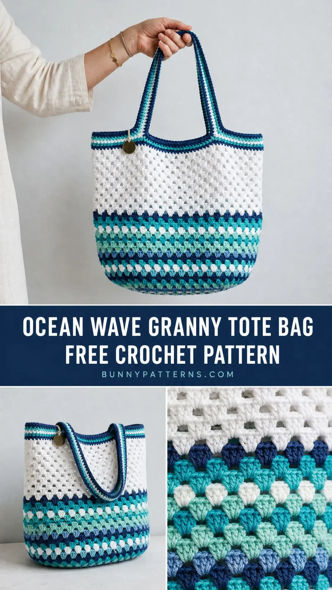 Ocean Wave Granny Tote Bag Free Crochet Pattern