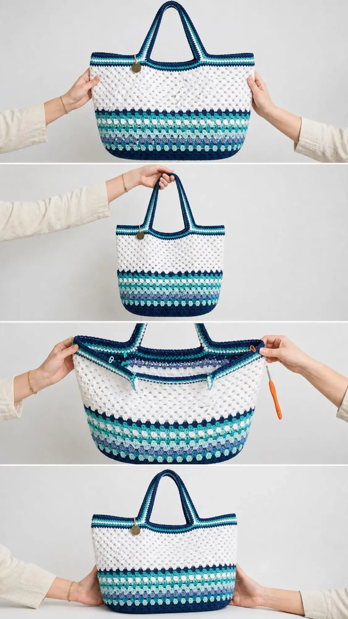 Ocean Wave Granny Tote Bag Free Crochet Pattern
