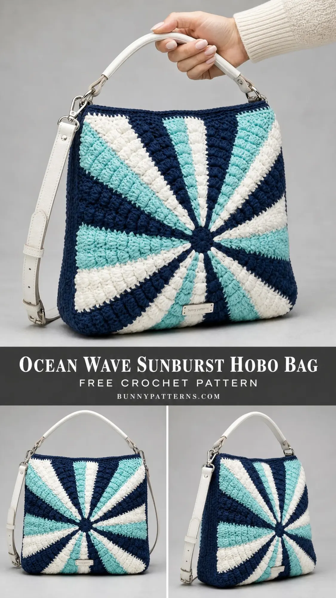 Ocean Wave Sunburst Hobo Bag Free Crochet Pattern