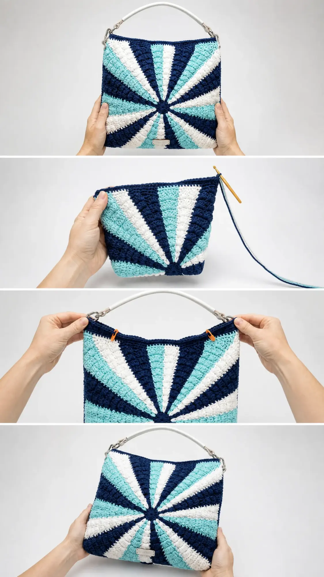 Ocean Wave Sunburst Hobo Bag Free Crochet Pattern