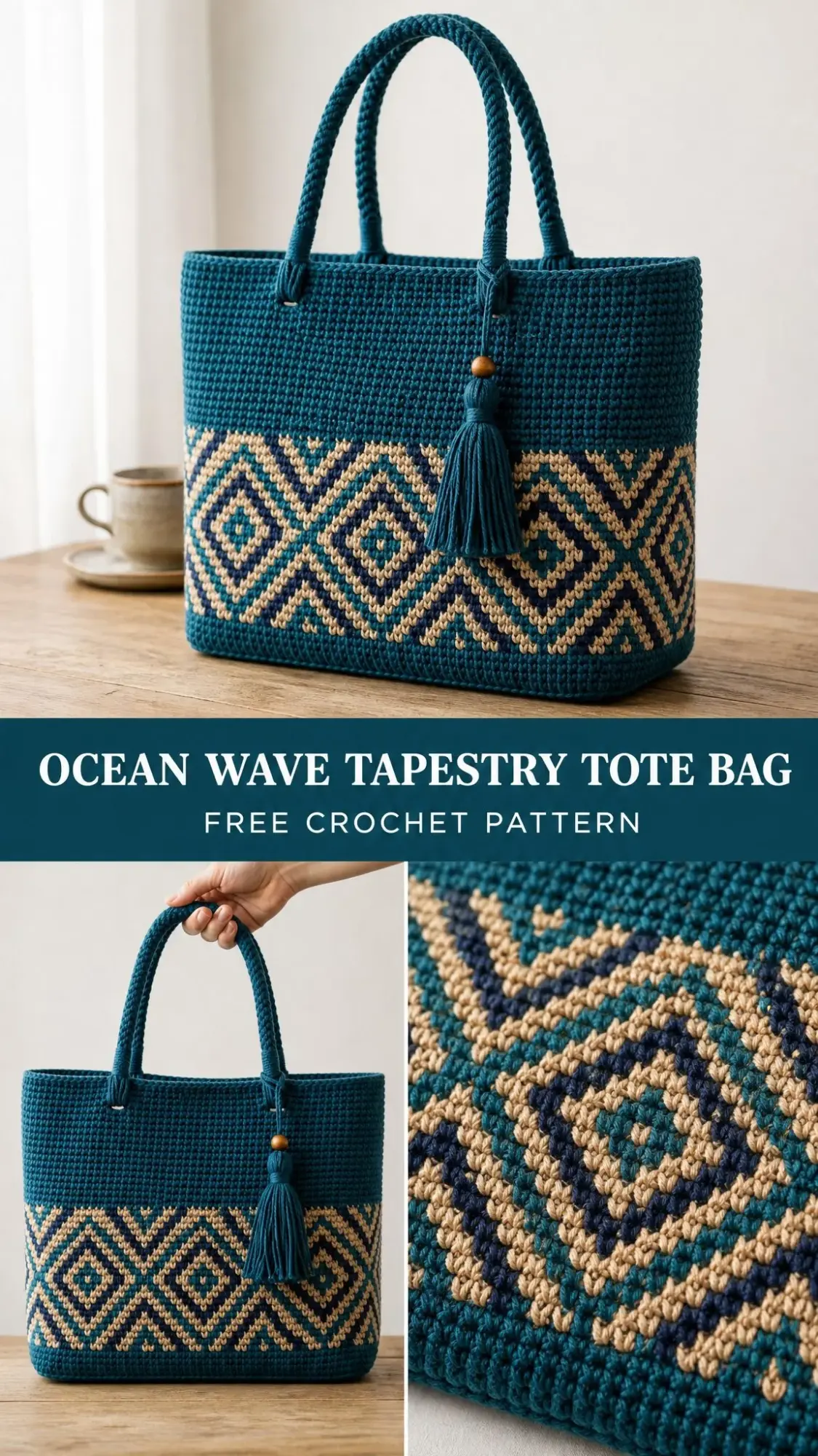 Ocean Wave Tapestry Tote Bag Free Crochet Pattern