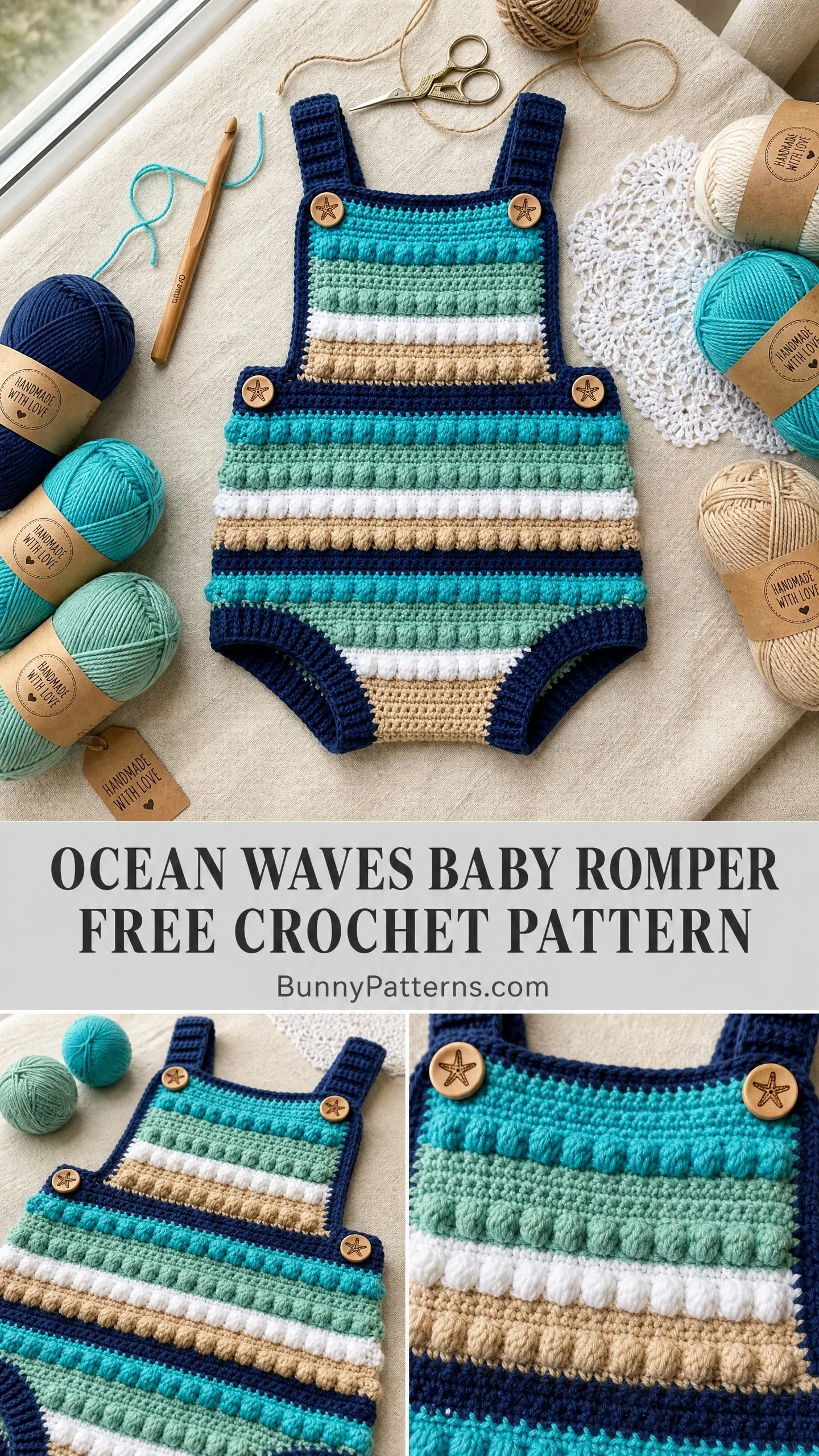 Ocean Waves Baby Romper Free Crochet Pattern