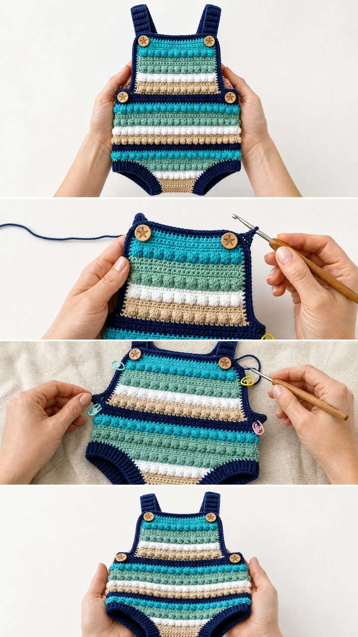 Ocean Waves Baby Romper Free Crochet Pattern