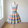 Pastel Rainbow Flared Mini Dress Free Crochet Pattern