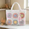 Pastel Rainbow Flower Granny Square Tote Free Crochet Pattern