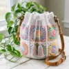 Pastel Rainbow Granny Square Bucket Bag Free Crochet Pattern