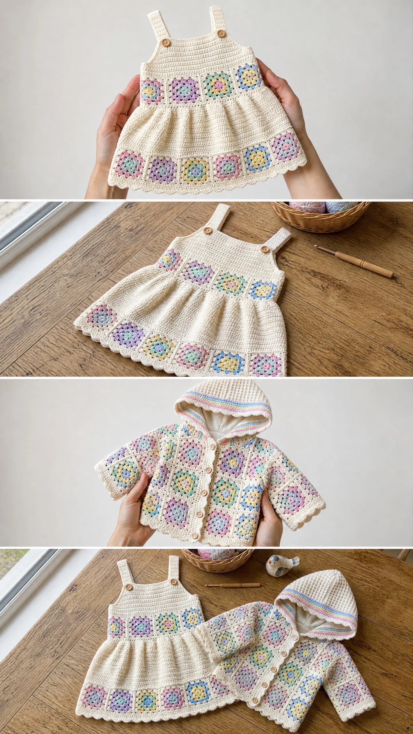 Pastel Rainbow Granny Square Toddler Set Free Crochet Pattern