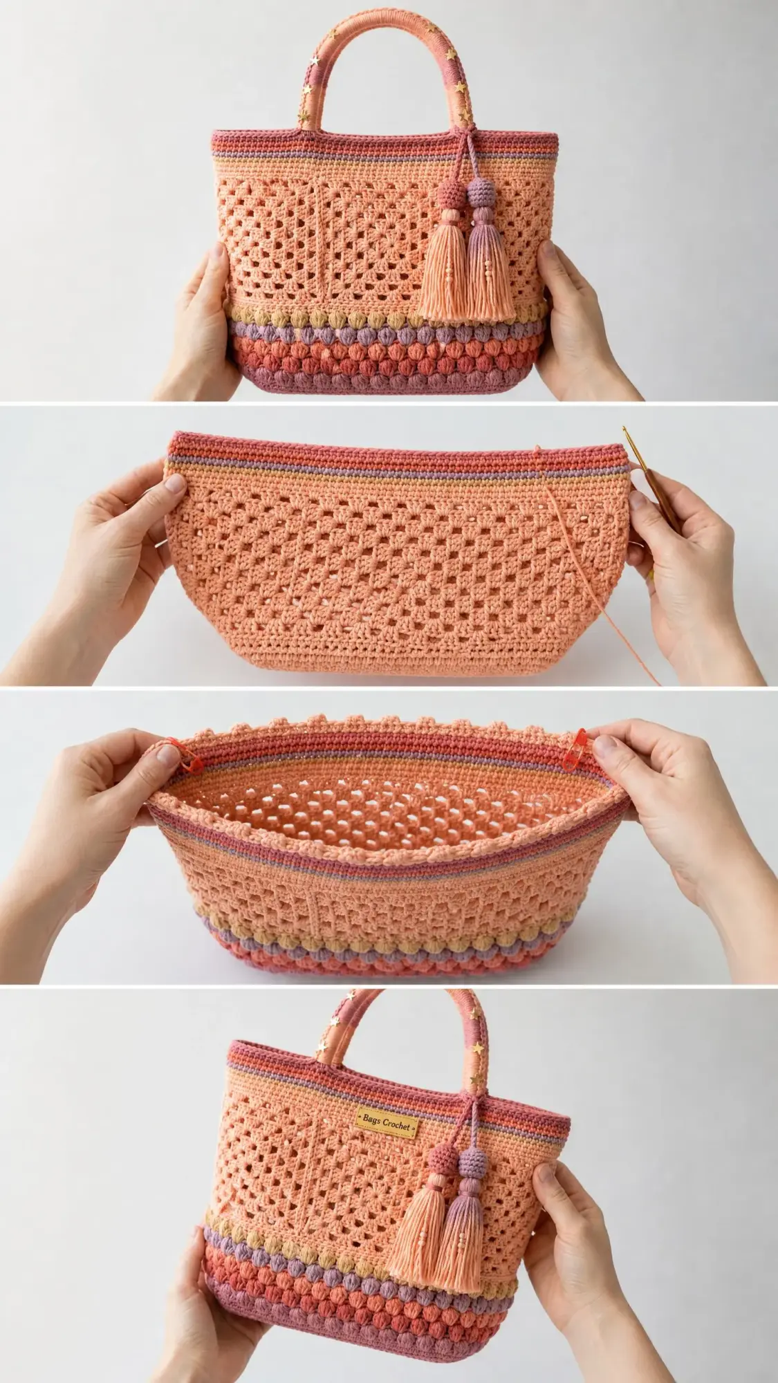 Pastel Sunset Granny Tote Bag Free Crochet Pattern
