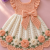 Peach Apricot Rose Bow Dress Crochet Pattern