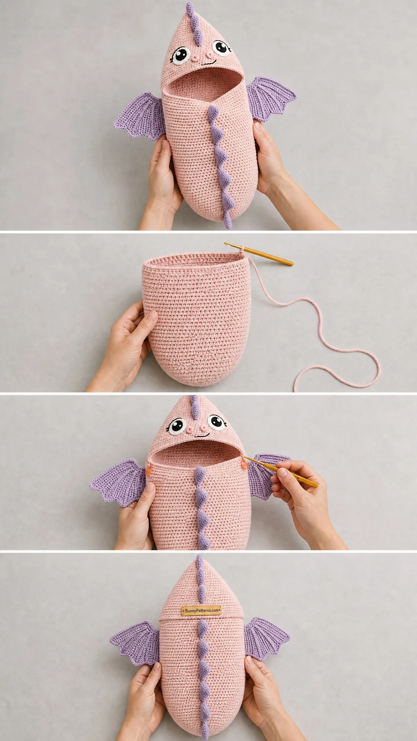 Pink Dragon Baby Swaddle Blanket Free Crochet Pattern