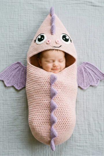 Pink Dragon Baby Swaddle Blanket Free Crochet Pattern