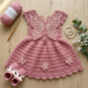 Pink Rose Butterfly Baby Dress Free Crochet Pattern