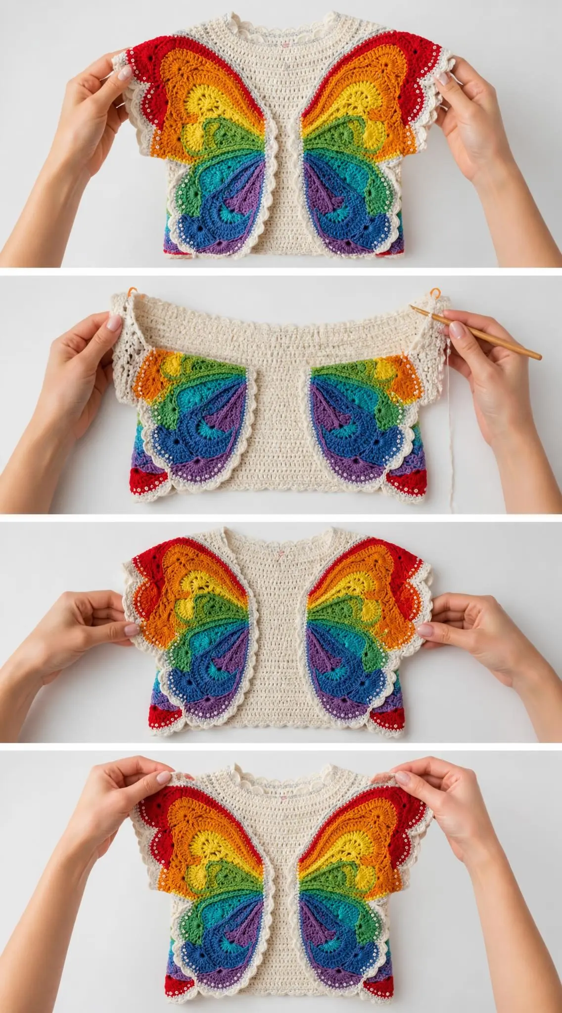 Rainbow Butterfly Wings Cardigan Free Crochet Pattern