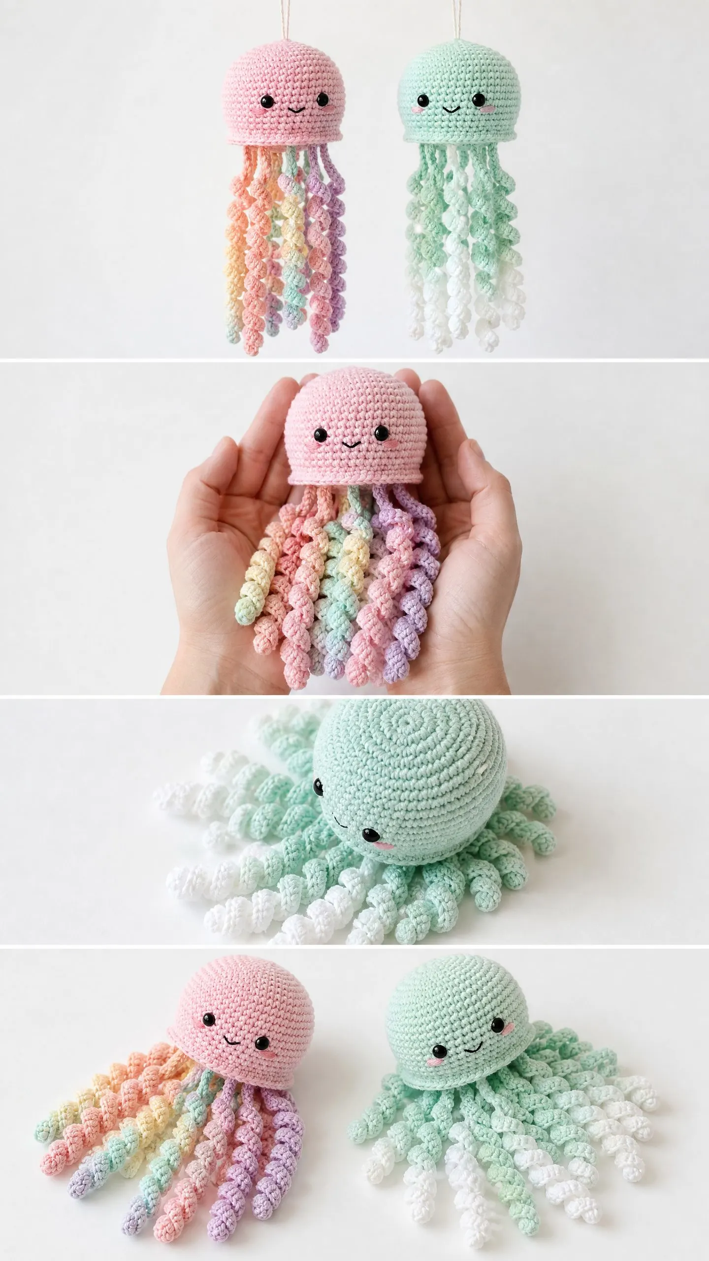 Rainbow Pastel Jellyfish Free Crochet Pattern