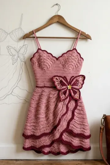 Rose Gold Monarch Crochet Mini Dress Free Pattern