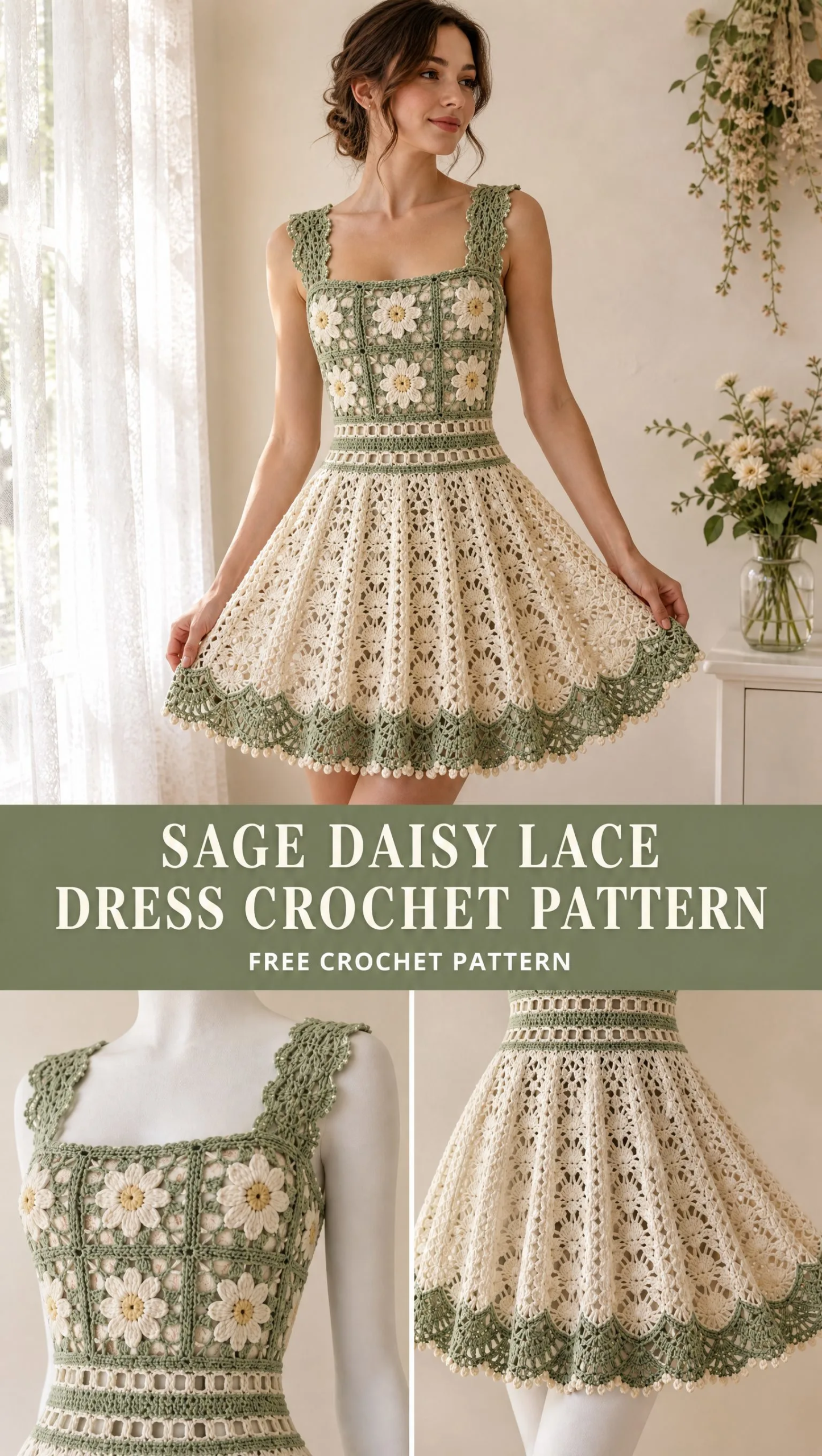 Sage Daisy Lace Dress Crochet Pattern