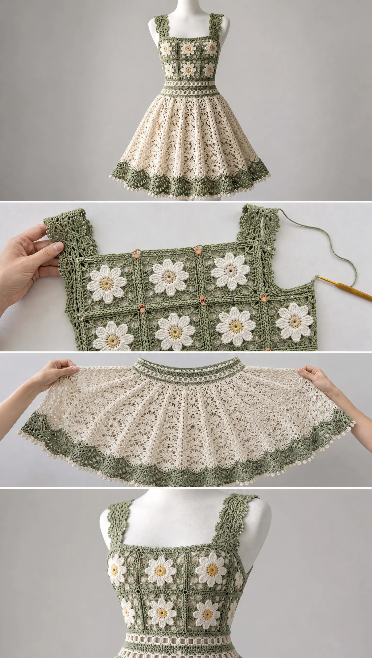 Sage Daisy Lace Dress Crochet Pattern