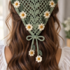Sage Daisy Lace Hair Kerchief Crochet Pattern