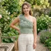 Sage Green Botanical One Shoulder Top Free Crochet Pattern