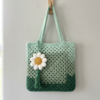 Sage Green Granny Tote with Daisy Free Crochet Pattern