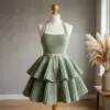 Sage Green Halter Peplum Dress Free Crochet Pattern
