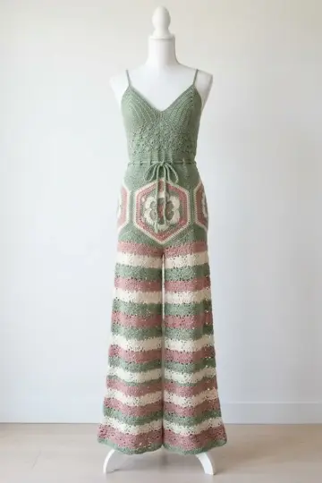 Sage Green Lacy Crochet Jumpsuit Free Crochet Pattern