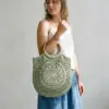 Sage Green Mandala Market Bag Free Crochet Pattern