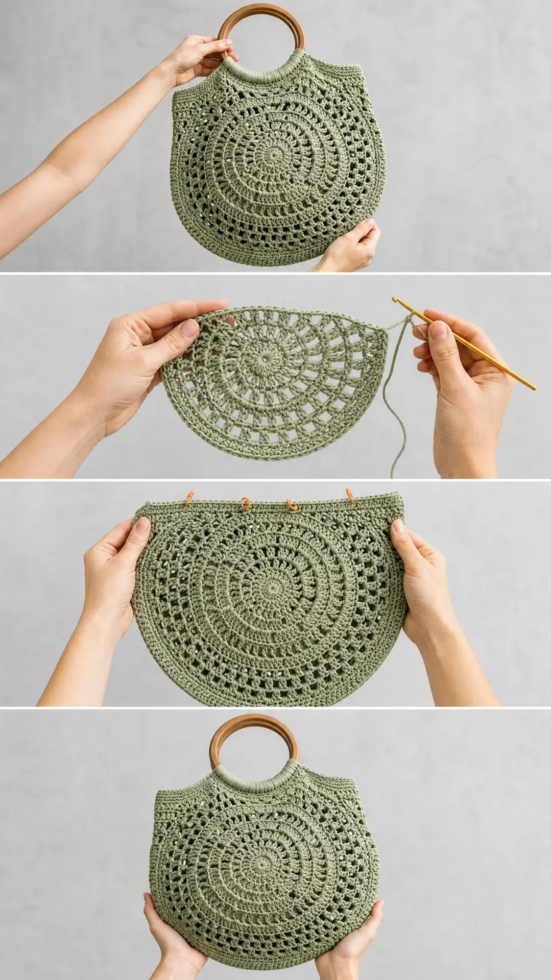 Sage Green Mandala Market Bag Free Crochet Pattern