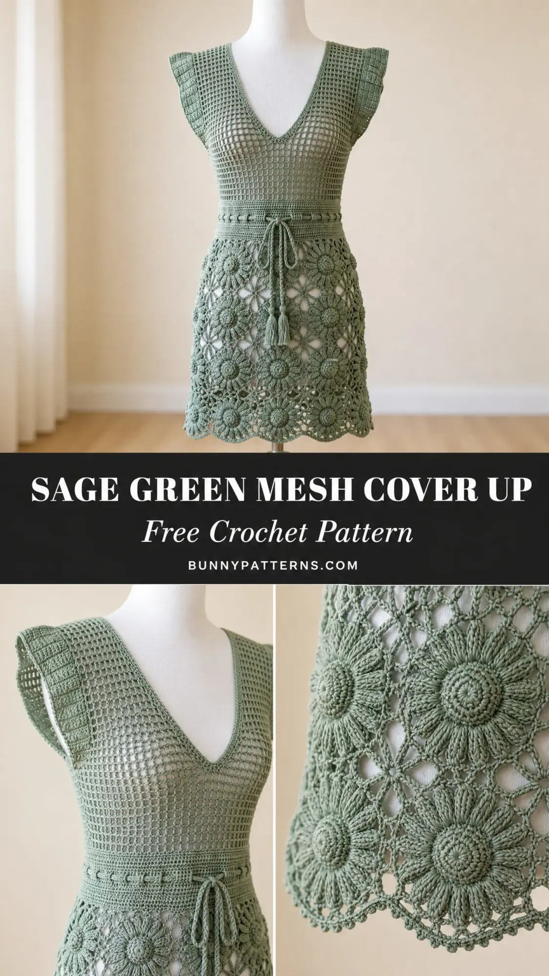 Sage Green Mesh Cover Up Free Crochet Pattern