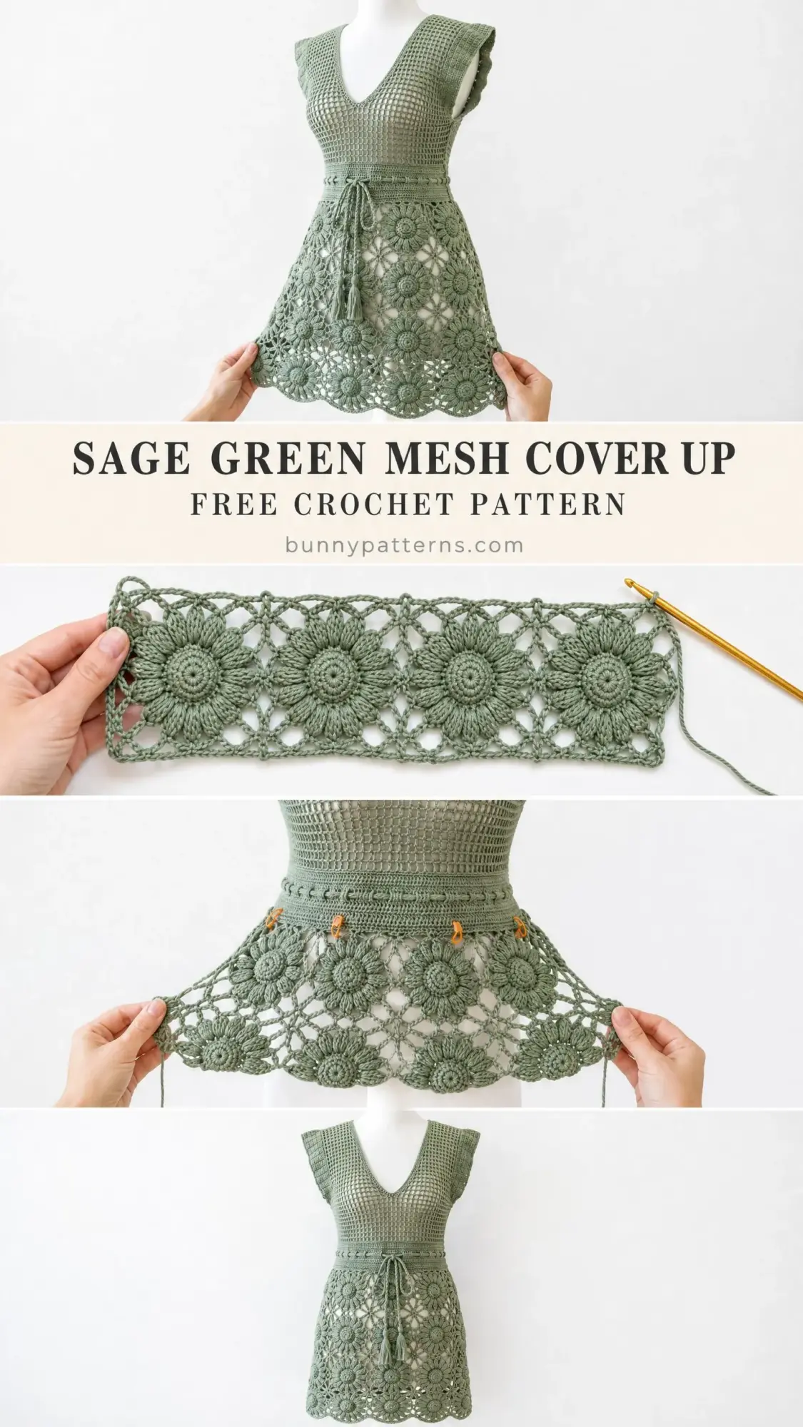 Sage Green Mesh Cover Up Free Crochet Pattern