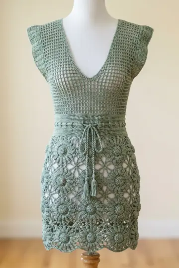 Sage Green Mesh Cover Up Free Crochet Pattern