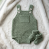 Sage Green Moss Stitch Baby Romper Free Crochet Pattern