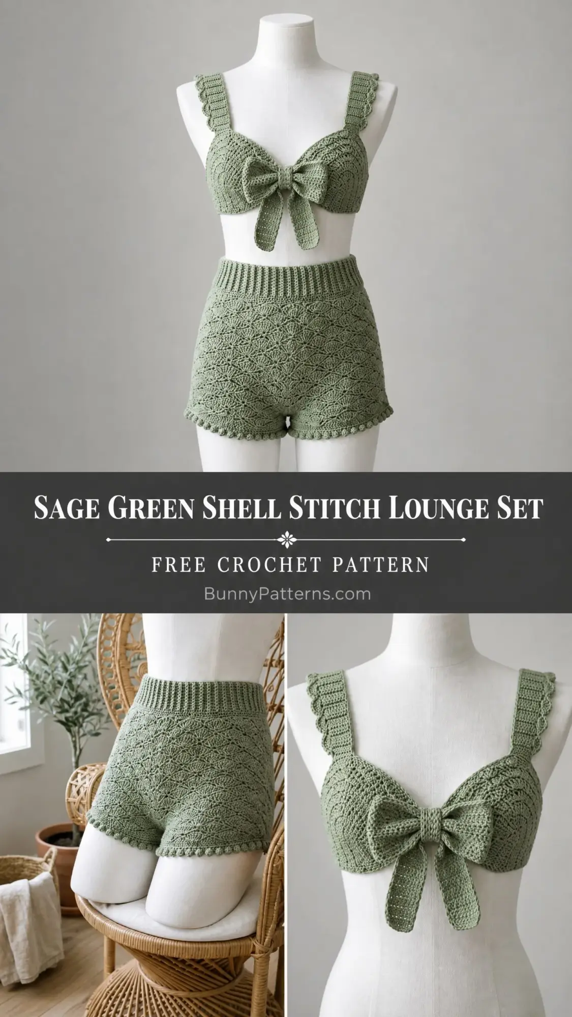 Sage Green Shell Stitch Lounge Set Free Crochet Pattern